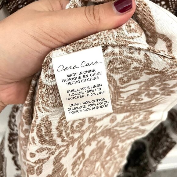 NWT Cara Cara Blue Hill Linen Printed Midi Dress Burgundy Women’s Size M - Picture 9 of 10